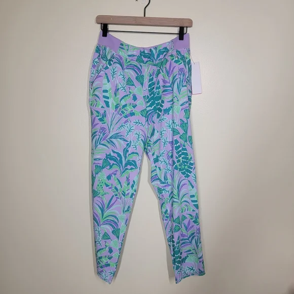 NWT Lilly Pulitzer run around pant purple joggers Iris on the chase medium - Picture 3 of 6